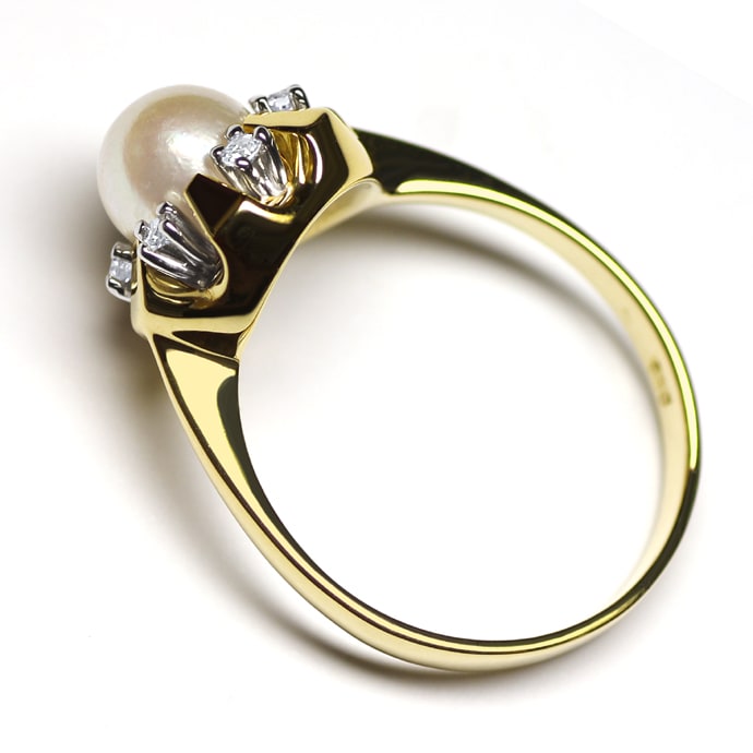 Foto 3 - Damenring mit Perle und Diamanten in Gelbgold-Weißgold, Q1871