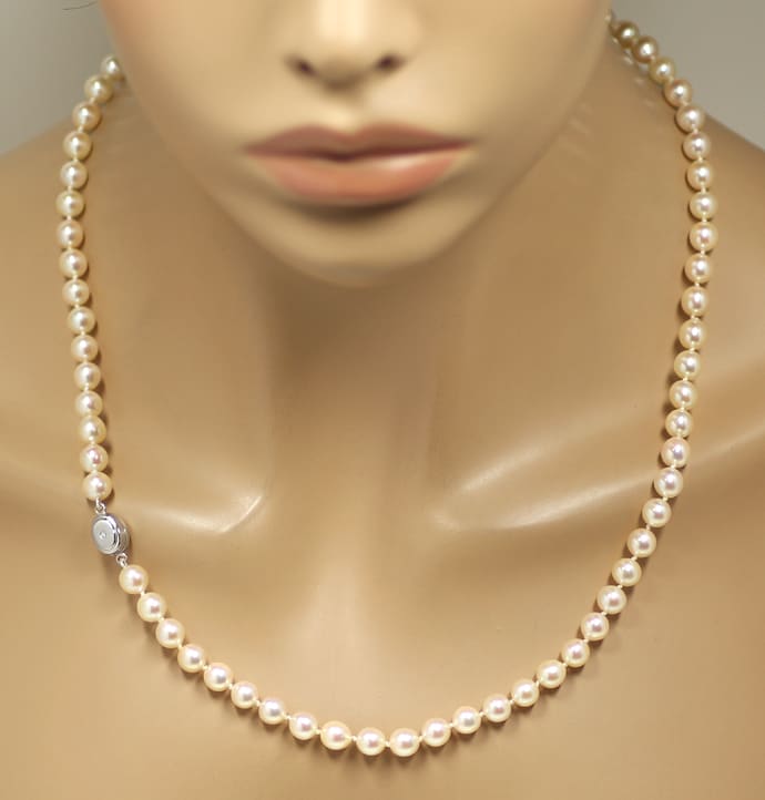 Foto 4 - Perlenkette 56cm, Brillanten im Weißgold Schloss, Q1924