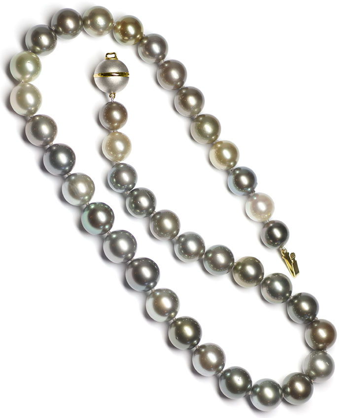 Foto 3 - Tahiti Perlenkette  12mm Kugel-Verschluss, R5461
