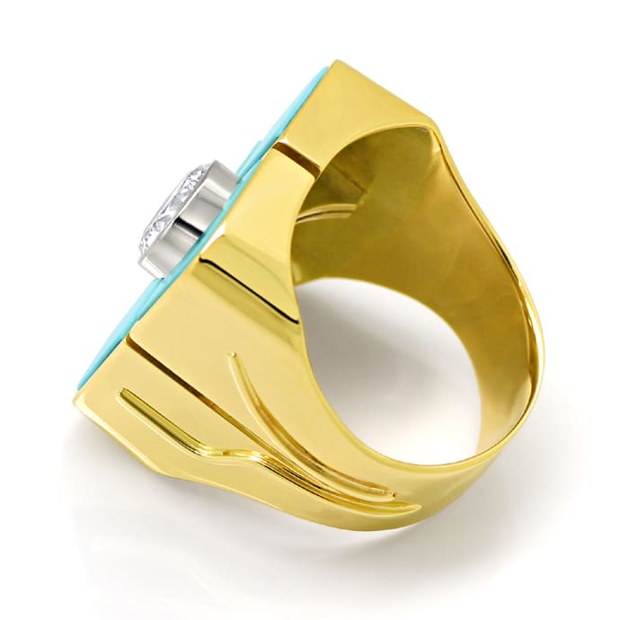 Foto 3 - Designer-Ring mit 1,56ct Brillant-Solitär und Türkisen, S2039
