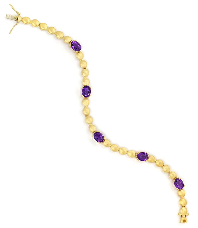 Foto 3 - Armband Linsen Muster 6,3ct Amethyste in 585er Gelbgold, S2153