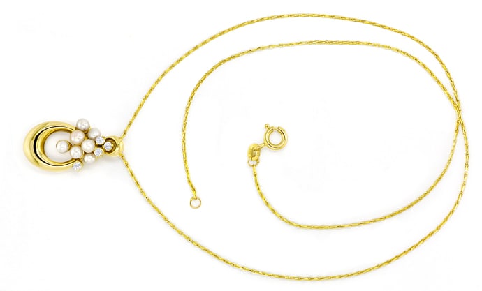 Foto 1 - Zauberhaftes Goldcollier Perlen Brillanten, S2802