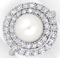 Foto 1 - Zuchtperlen Ring, 40 Diamanten, 18 Karat Weißgold Neu, S4102