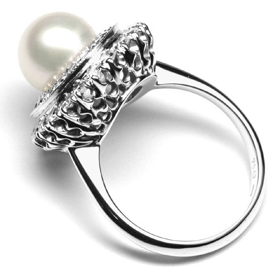 Foto 3 - Zuchtperlen Ring, 40 Diamanten, 18 Karat Weißgold Neu, S4102