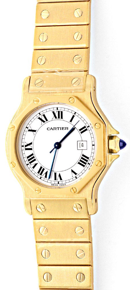 Foto 2 - Cartier Santos Ronde Herren Automatik Gelb Gold Geprüft, U1282